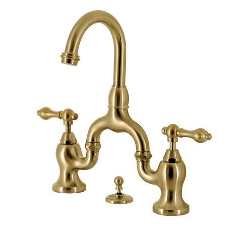 KINGSTON BRASS Bridge Bathroom Faucet with Brass PopUp, Brushed Brass KS7997AL